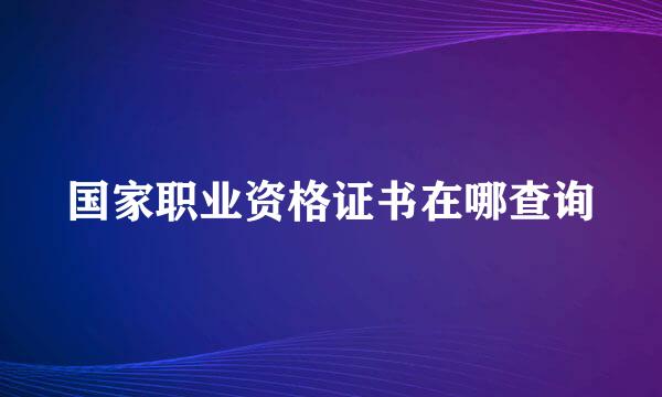 国家职业资格证书在哪查询