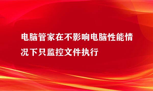 电脑管家在不影响电脑性能情况下只监控文件执行