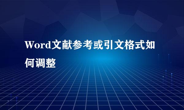 Word文献参考或引文格式如何调整