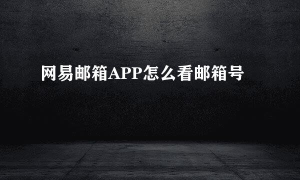 网易邮箱APP怎么看邮箱号