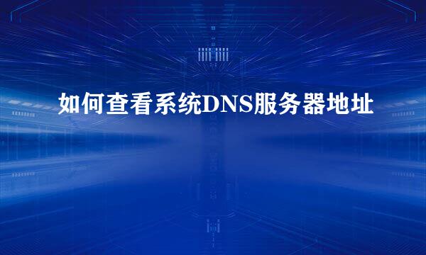 如何查看系统DNS服务器地址