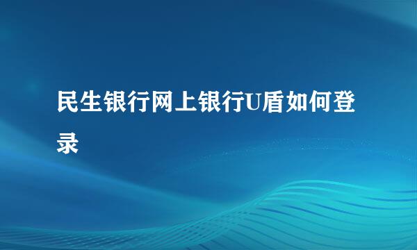 民生银行网上银行U盾如何登录