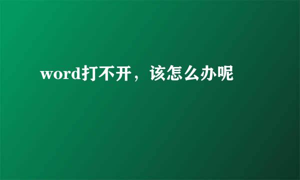 word打不开，该怎么办呢