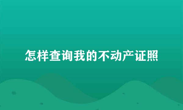 怎样查询我的不动产证照