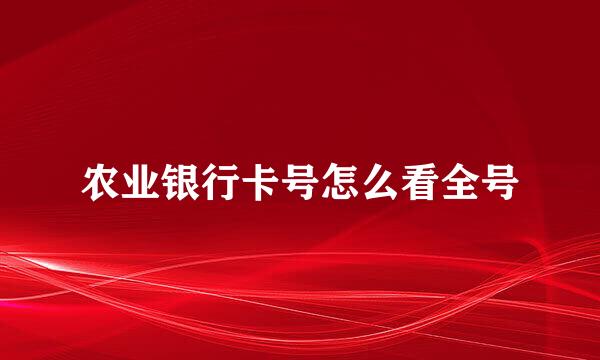 农业银行卡号怎么看全号