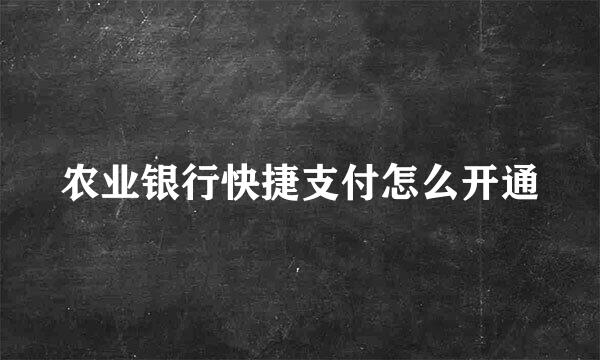 农业银行快捷支付怎么开通