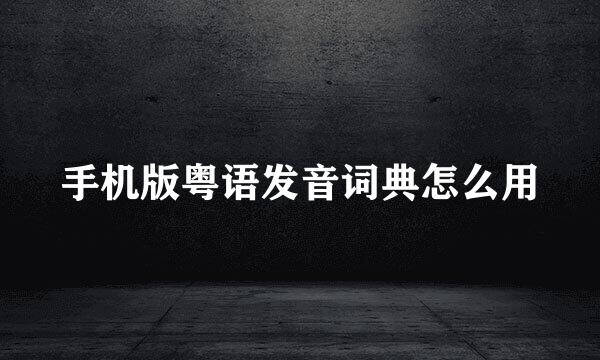 手机版粤语发音词典怎么用