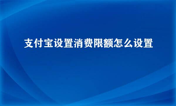 支付宝设置消费限额怎么设置