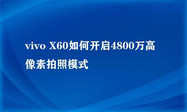 vivo X60如何开启4800万高像素拍照模式