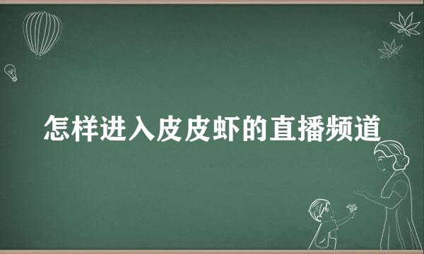 怎样进入皮皮虾的直播频道