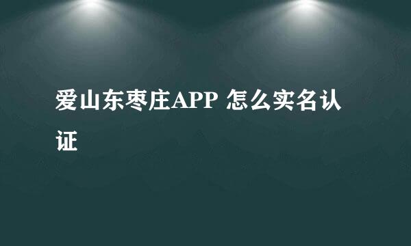 爱山东枣庄APP 怎么实名认证