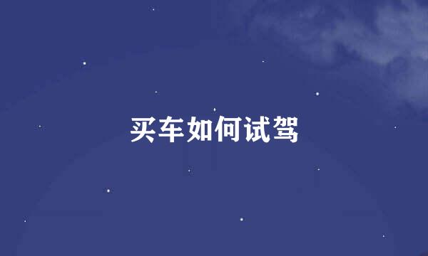 买车如何试驾