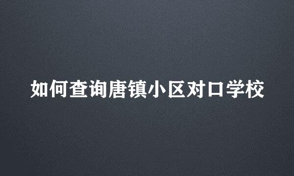 如何查询唐镇小区对口学校
