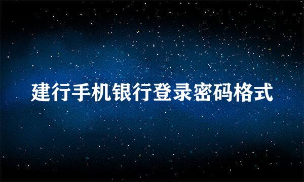 建行手机银行登录密码格式