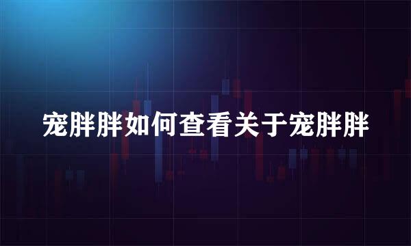 宠胖胖如何查看关于宠胖胖