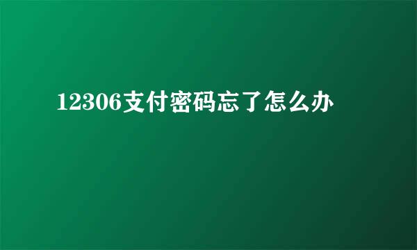 12306支付密码忘了怎么办