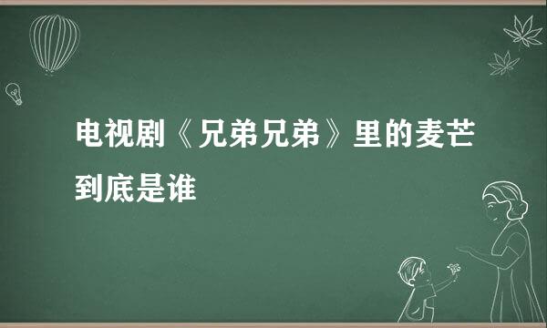 电视剧《兄弟兄弟》里的麦芒到底是谁
