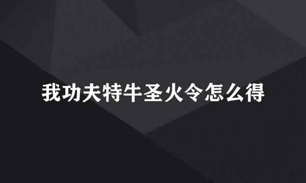 我功夫特牛圣火令怎么得