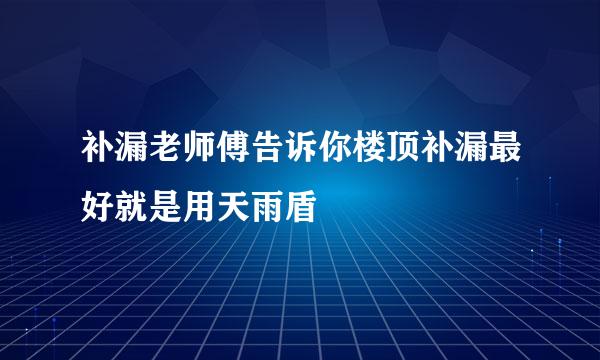 补漏老师傅告诉你楼顶补漏最好就是用天雨盾