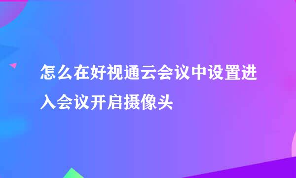 怎么在好视通云会议中设置进入会议开启摄像头