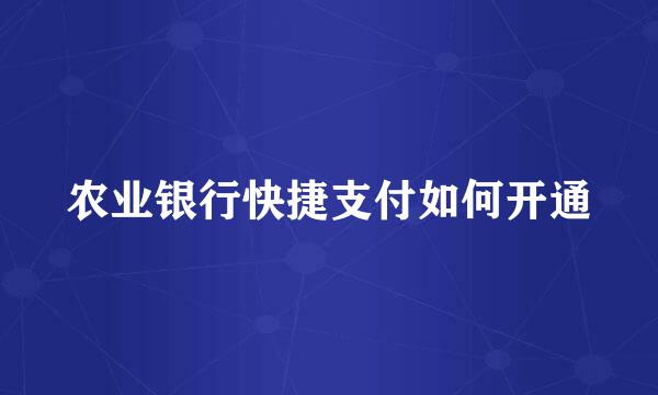 农业银行快捷支付如何开通
