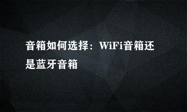 音箱如何选择：WiFi音箱还是蓝牙音箱