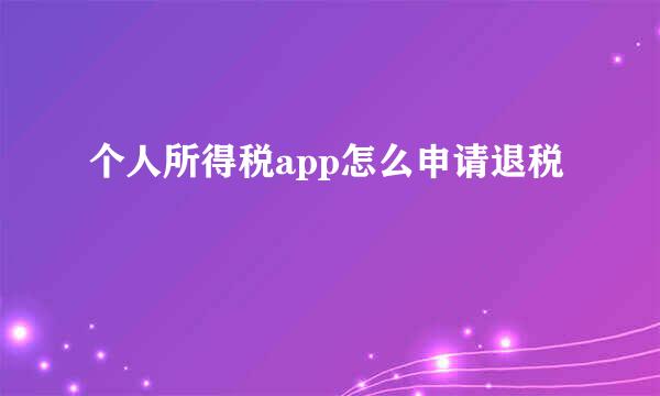 个人所得税app怎么申请退税