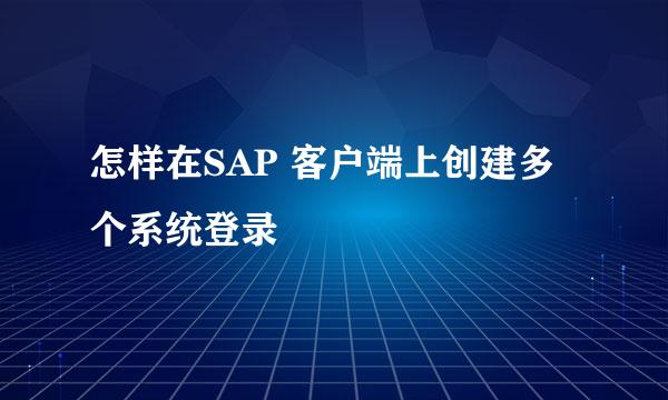 怎样在SAP 客户端上创建多个系统登录