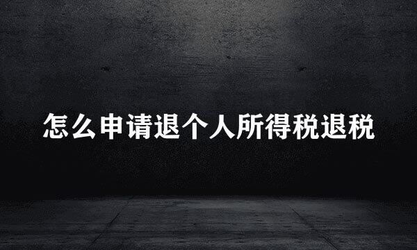怎么申请退个人所得税退税