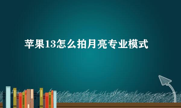 苹果13怎么拍月亮专业模式