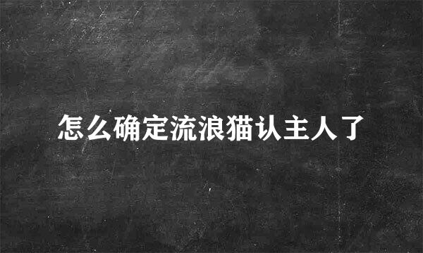 怎么确定流浪猫认主人了