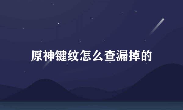 原神键纹怎么查漏掉的