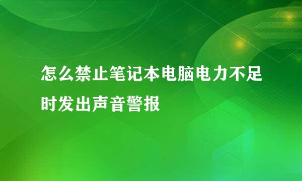 怎么禁止笔记本电脑电力不足时发出声音警报