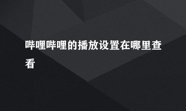 哔哩哔哩的播放设置在哪里查看