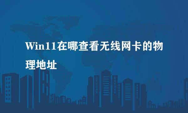 Win11在哪查看无线网卡的物理地址