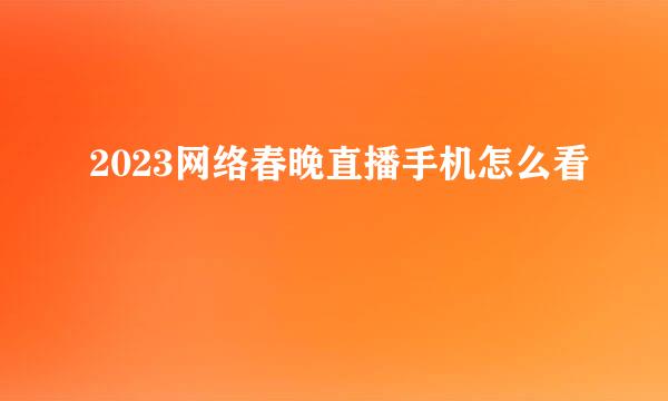 2023网络春晚直播手机怎么看