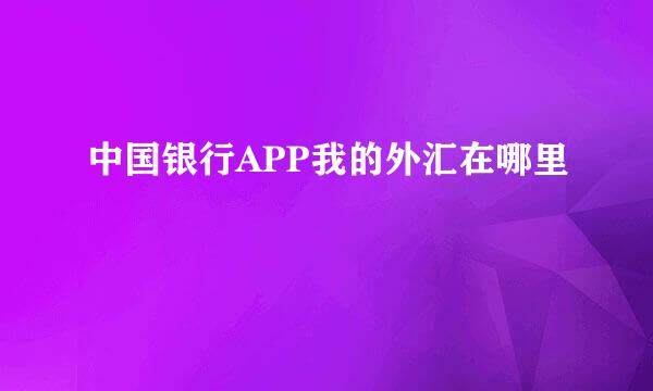 中国银行APP我的外汇在哪里
