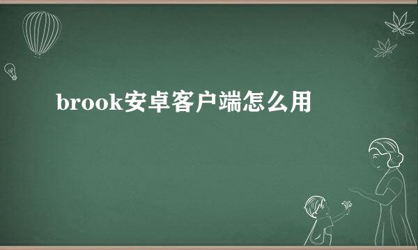 brook安卓客户端怎么用