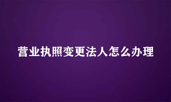 营业执照变更法人怎么办理