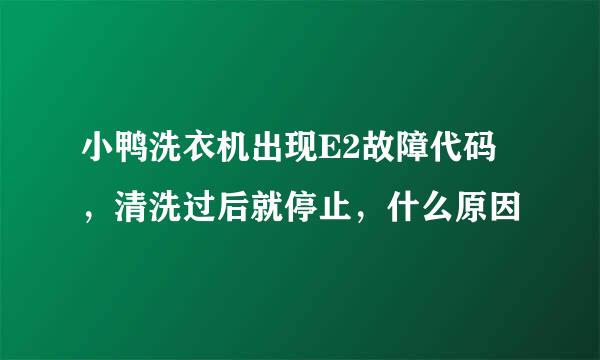 小鸭洗衣机出现E2故障代码，清洗过后就停止，什么原因