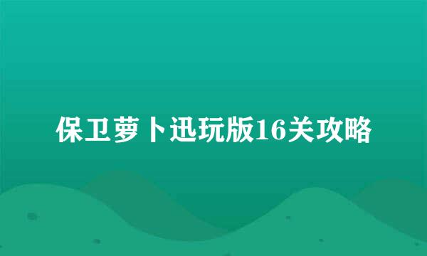 保卫萝卜迅玩版16关攻略