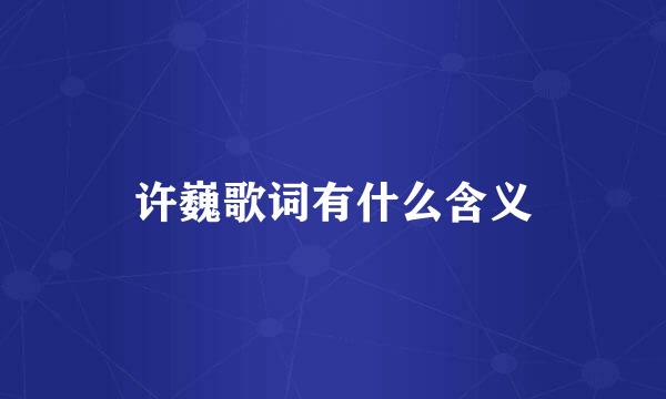 许巍歌词有什么含义
