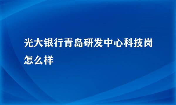 光大银行青岛研发中心科技岗怎么样