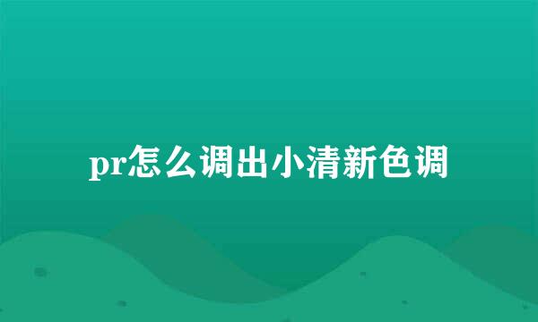 pr怎么调出小清新色调