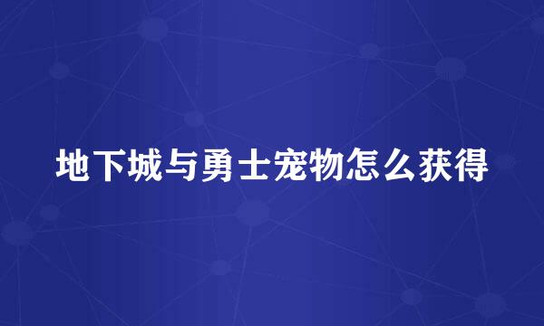 地下城与勇士宠物怎么获得