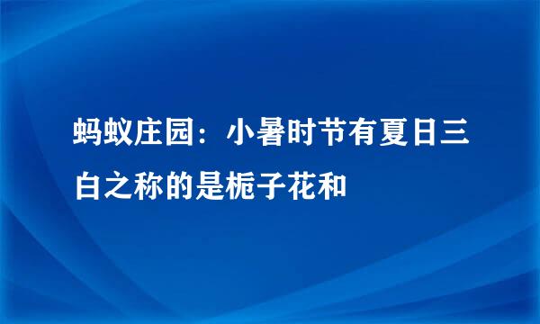 蚂蚁庄园：小暑时节有夏日三白之称的是栀子花和