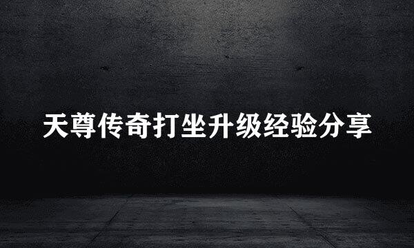 天尊传奇打坐升级经验分享