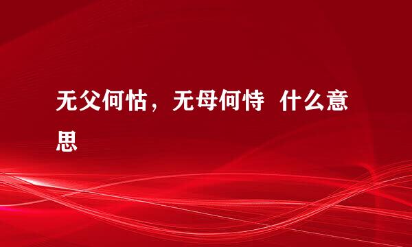 无父何怙,无母何恃 什么意思