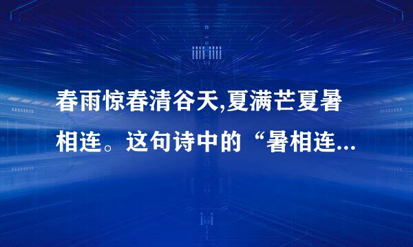 春雨惊春清谷天,夏满芒夏暑相连。这句诗中的“暑相连”是指什么