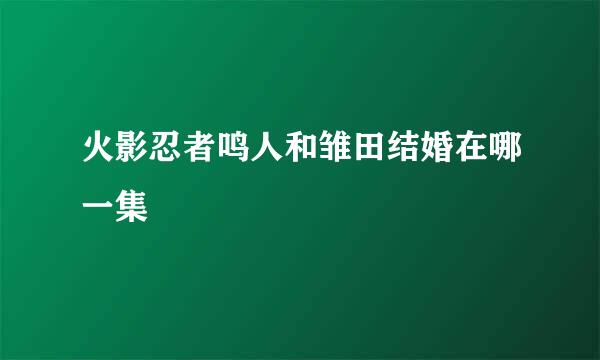 火影忍者鸣人和雏田结婚在哪一集